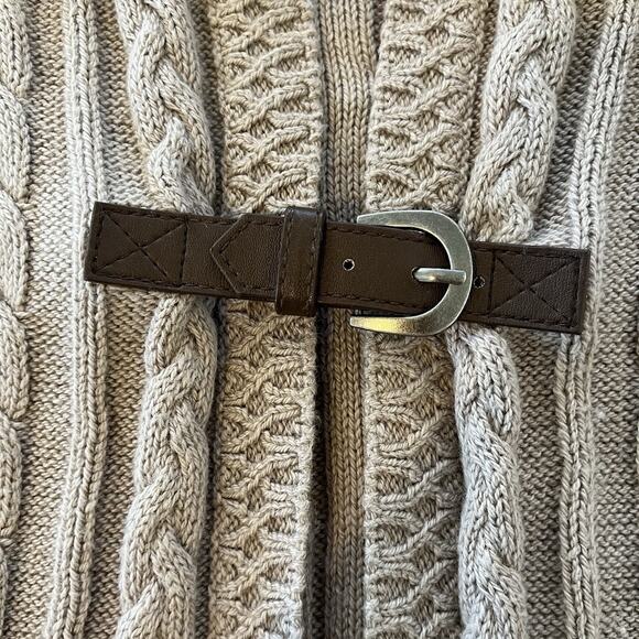 Soft Surroundings Wren Cable Knit Cardigan Small Sweater Buckle Heavy Wool Blend - Picture 9 of 10